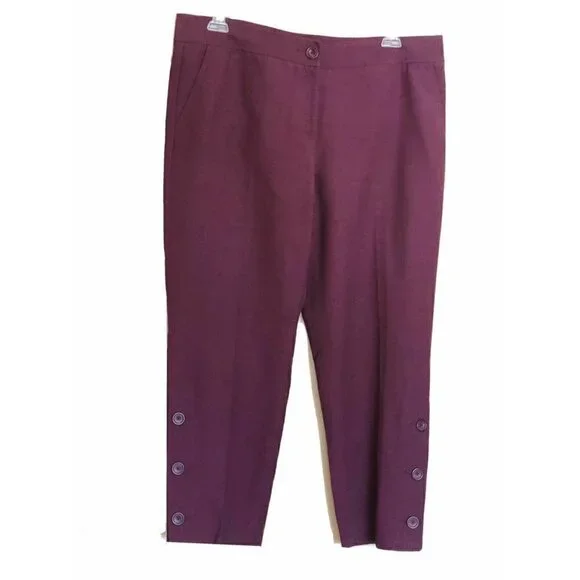 Nordstrom Signature Womens Purple Knit Slim Leg Crop Twill Pants Size 16 - Picture 10 of 12